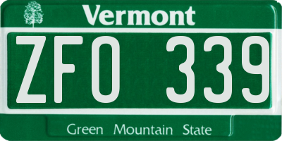 VT license plate ZFO339
