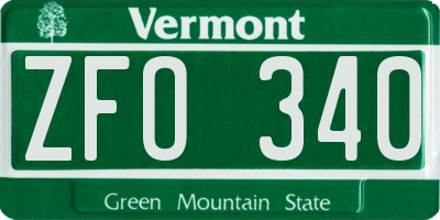 VT license plate ZFO340