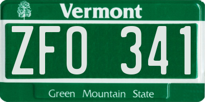 VT license plate ZFO341