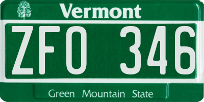 VT license plate ZFO346