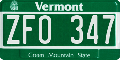 VT license plate ZFO347