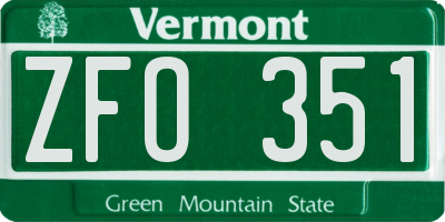 VT license plate ZFO351