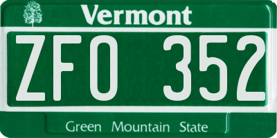 VT license plate ZFO352