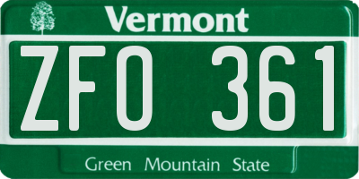 VT license plate ZFO361