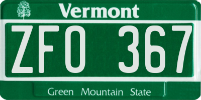 VT license plate ZFO367
