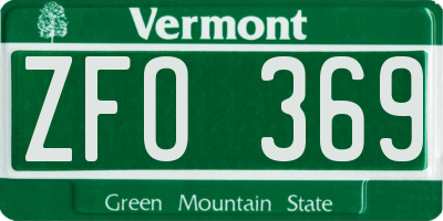 VT license plate ZFO369
