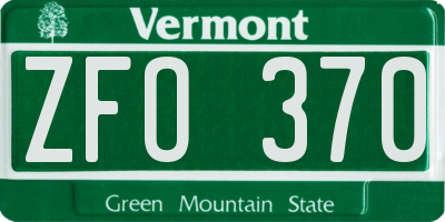 VT license plate ZFO370