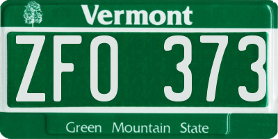 VT license plate ZFO373