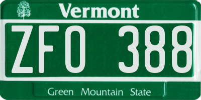 VT license plate ZFO388