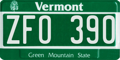 VT license plate ZFO390
