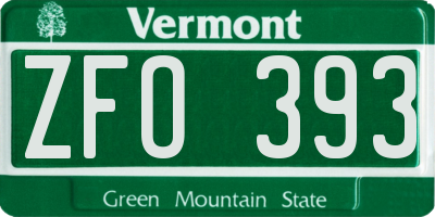 VT license plate ZFO393