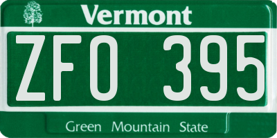 VT license plate ZFO395