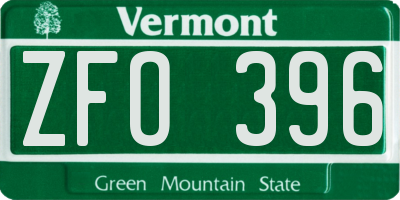 VT license plate ZFO396