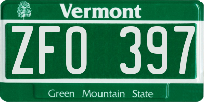VT license plate ZFO397