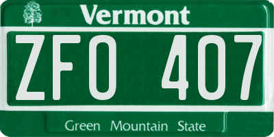 VT license plate ZFO407
