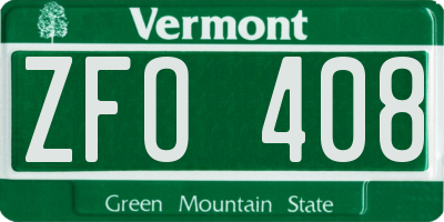 VT license plate ZFO408