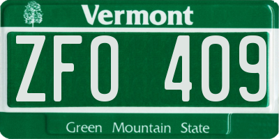 VT license plate ZFO409