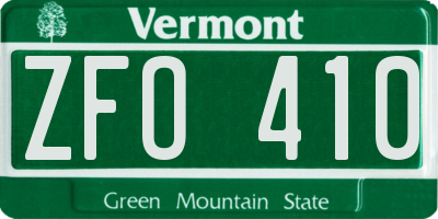 VT license plate ZFO410