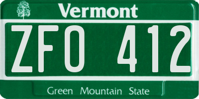 VT license plate ZFO412