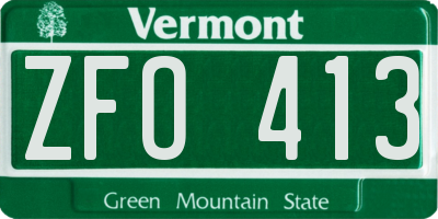 VT license plate ZFO413