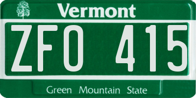 VT license plate ZFO415
