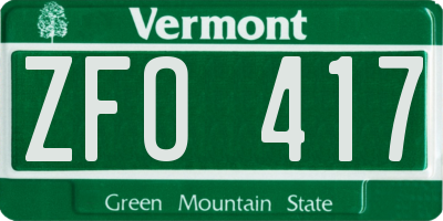 VT license plate ZFO417