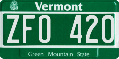 VT license plate ZFO420