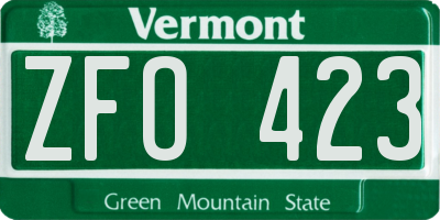 VT license plate ZFO423