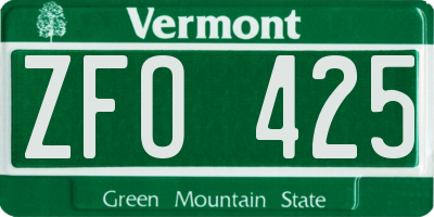 VT license plate ZFO425
