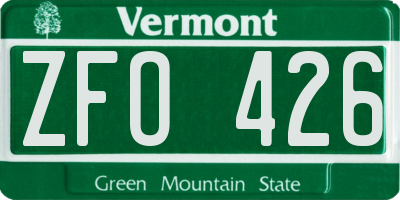VT license plate ZFO426