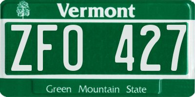 VT license plate ZFO427