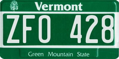 VT license plate ZFO428