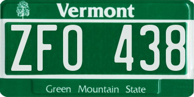 VT license plate ZFO438