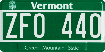 VT license plate ZFO440