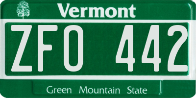 VT license plate ZFO442