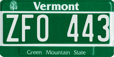 VT license plate ZFO443