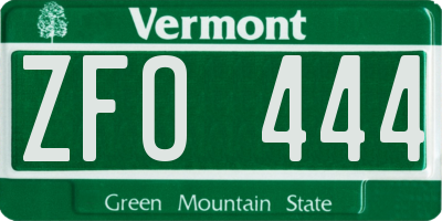 VT license plate ZFO444