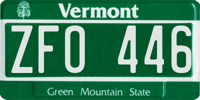 VT license plate ZFO446