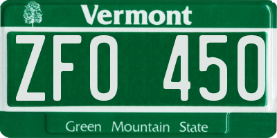 VT license plate ZFO450