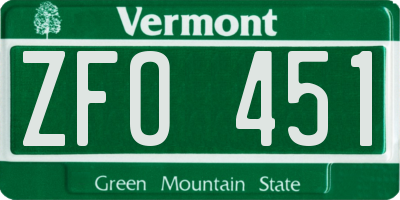 VT license plate ZFO451