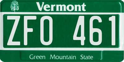 VT license plate ZFO461