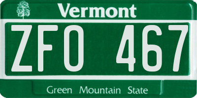 VT license plate ZFO467