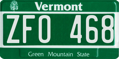 VT license plate ZFO468