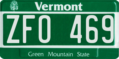 VT license plate ZFO469