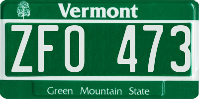 VT license plate ZFO473
