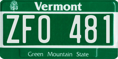 VT license plate ZFO481