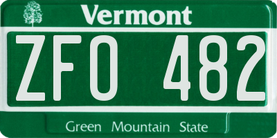 VT license plate ZFO482