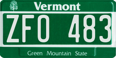 VT license plate ZFO483