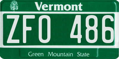 VT license plate ZFO486