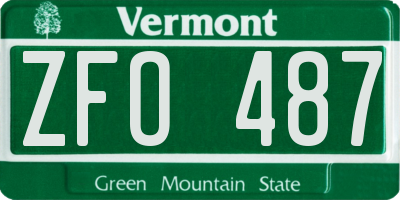 VT license plate ZFO487